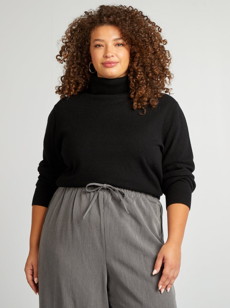 Jersey de lana con cuello vuelto negro - Kiabi