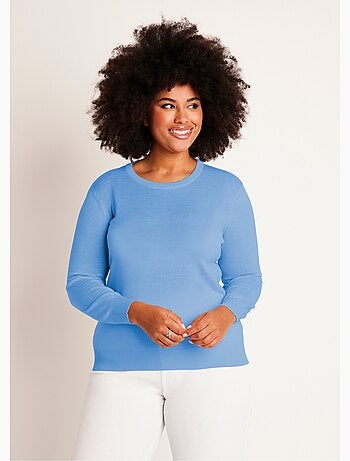 Jersey de lana merino con cuello redondo y manga larga - Afibel