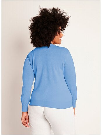 Jersey de lana merino con cuello redondo y manga larga - Afibel