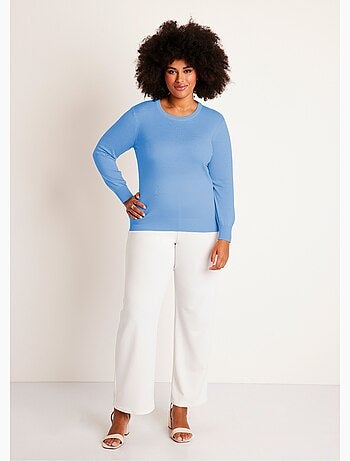 Jersey de lana merino con cuello redondo y manga larga - Afibel