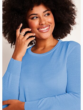 Jersey de lana merino con cuello redondo y manga larga - Afibel