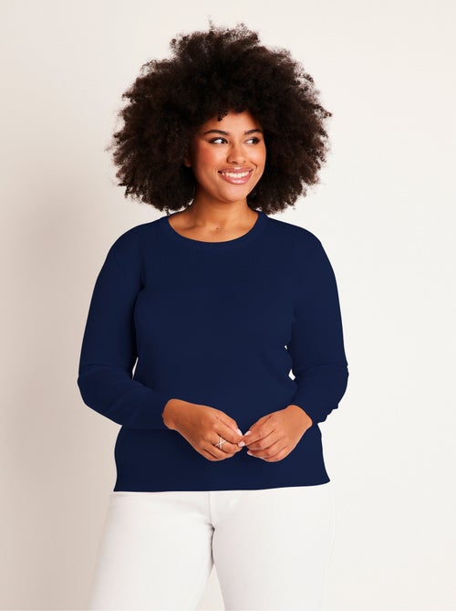 Jersey de lana merino con cuello redondo y manga larga - afibel - Kiabi