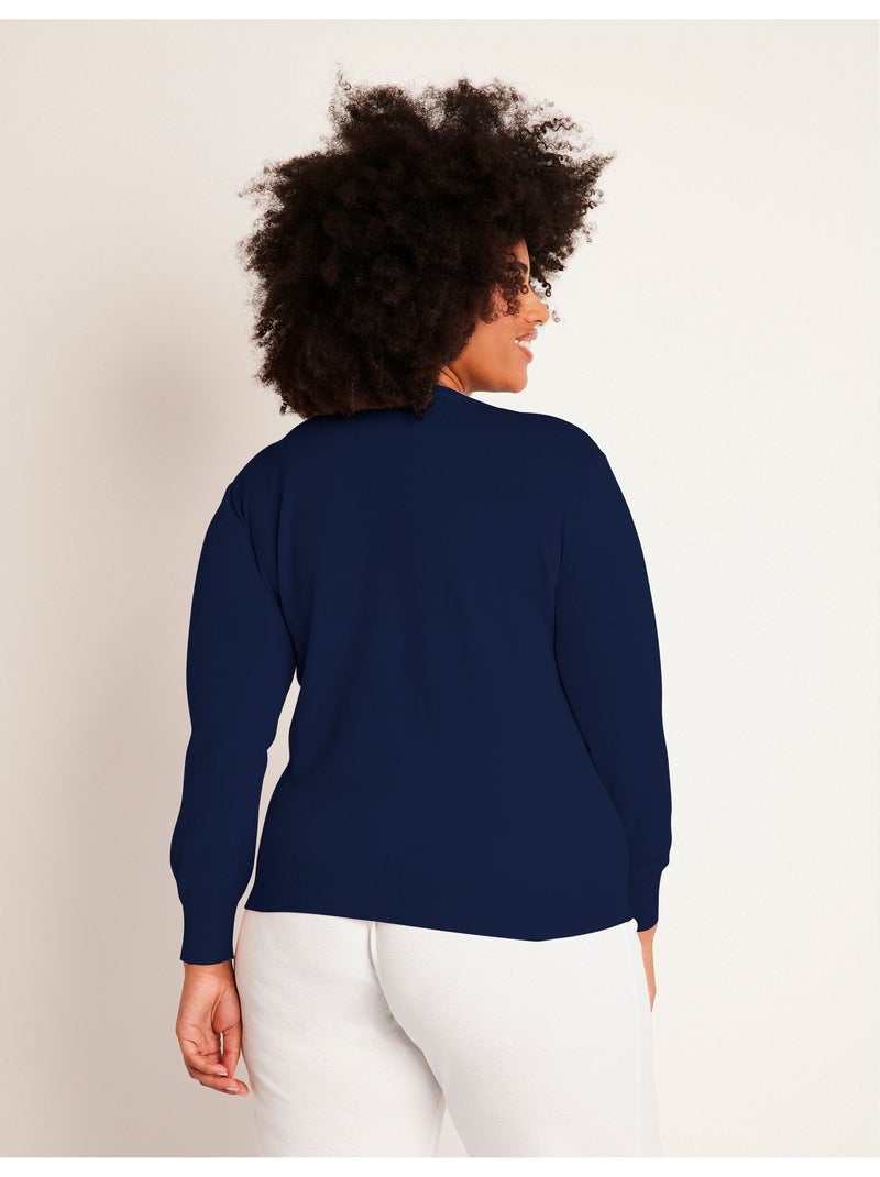 Jersey de lana merino con cuello redondo y manga larga - afibel Azul marino - Kiabi