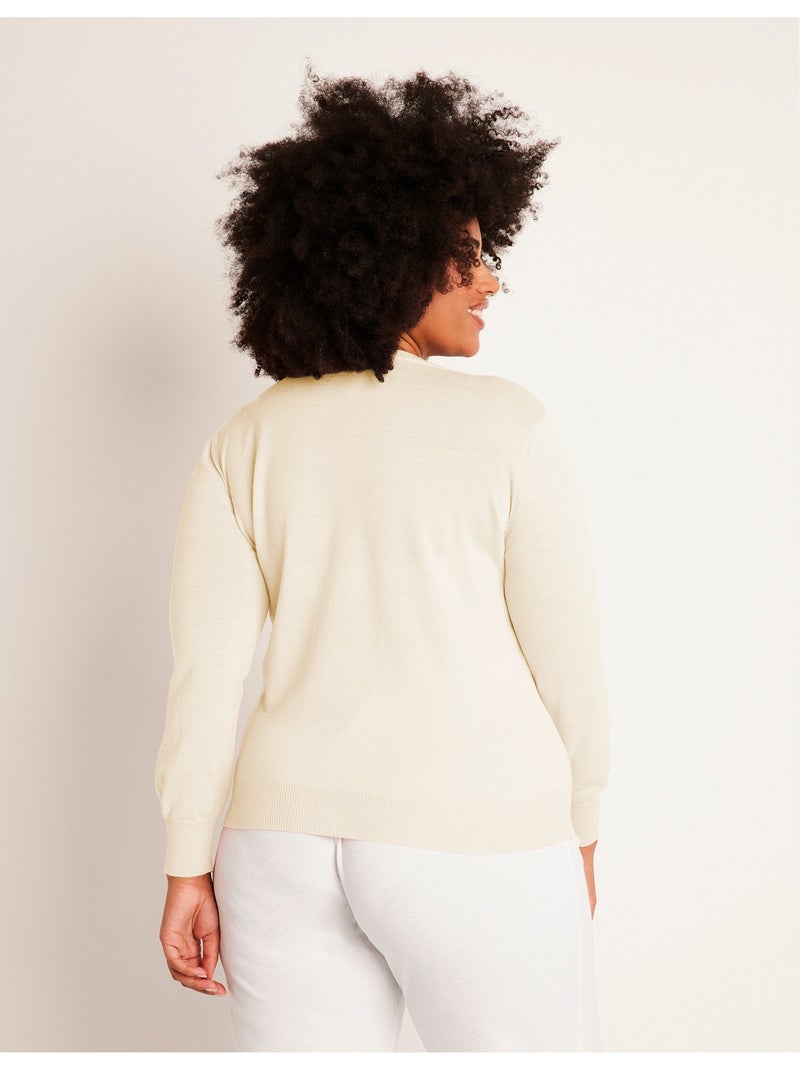 Jersey de lana merino con cuello redondo y manga larga - afibel Beige - Kiabi