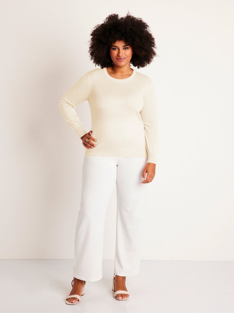 Jersey de lana merino con cuello redondo y manga larga - afibel Beige - Kiabi