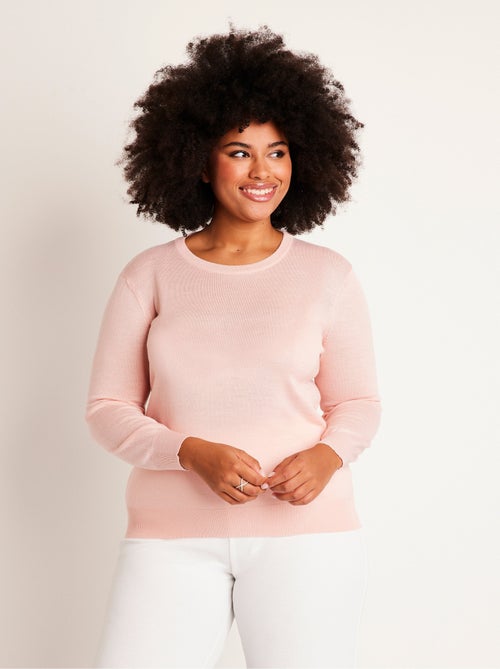 Jersey de lana merino con cuello redondo y manga larga - Afibel - Kiabi