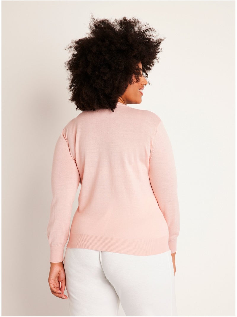 Jersey de lana merino con cuello redondo y manga larga - afibel Rosa - Kiabi
