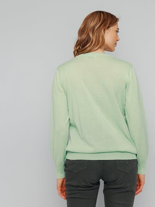 Jersey de lana merino con cuello redondo y manga larga - Afibel - Kiabi