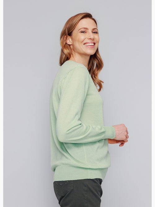 Jersey de lana merino con cuello redondo y manga larga - Afibel - Kiabi
