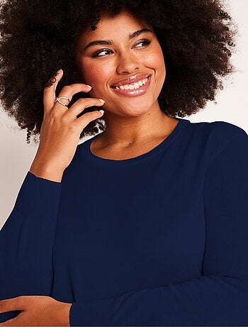 Jersey de lana merino con cuello redondo y manga larga - Afibel