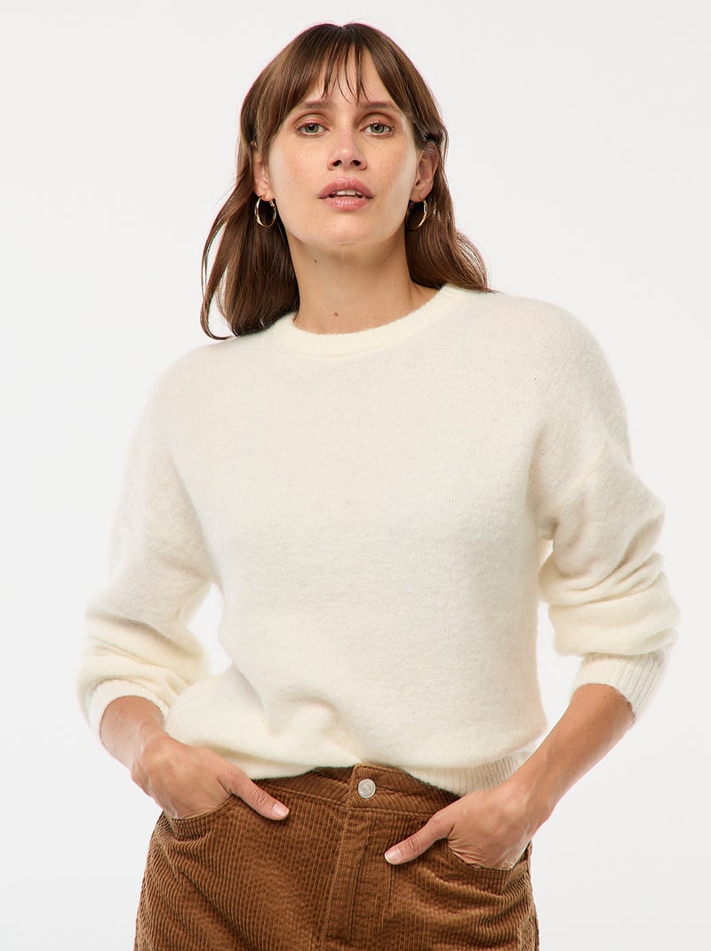 Jersey de lana y mohair mezclado Beige - Kiabi