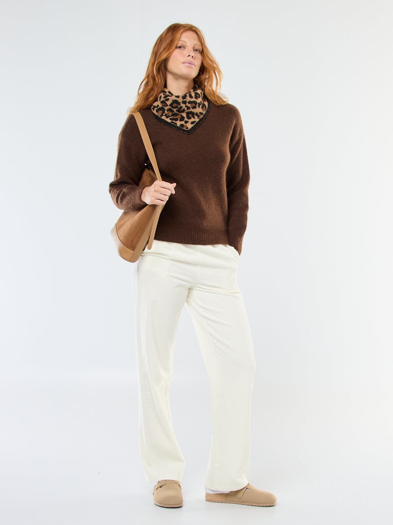 Jersey de lana y mohair mezclado Marron - Kiabi