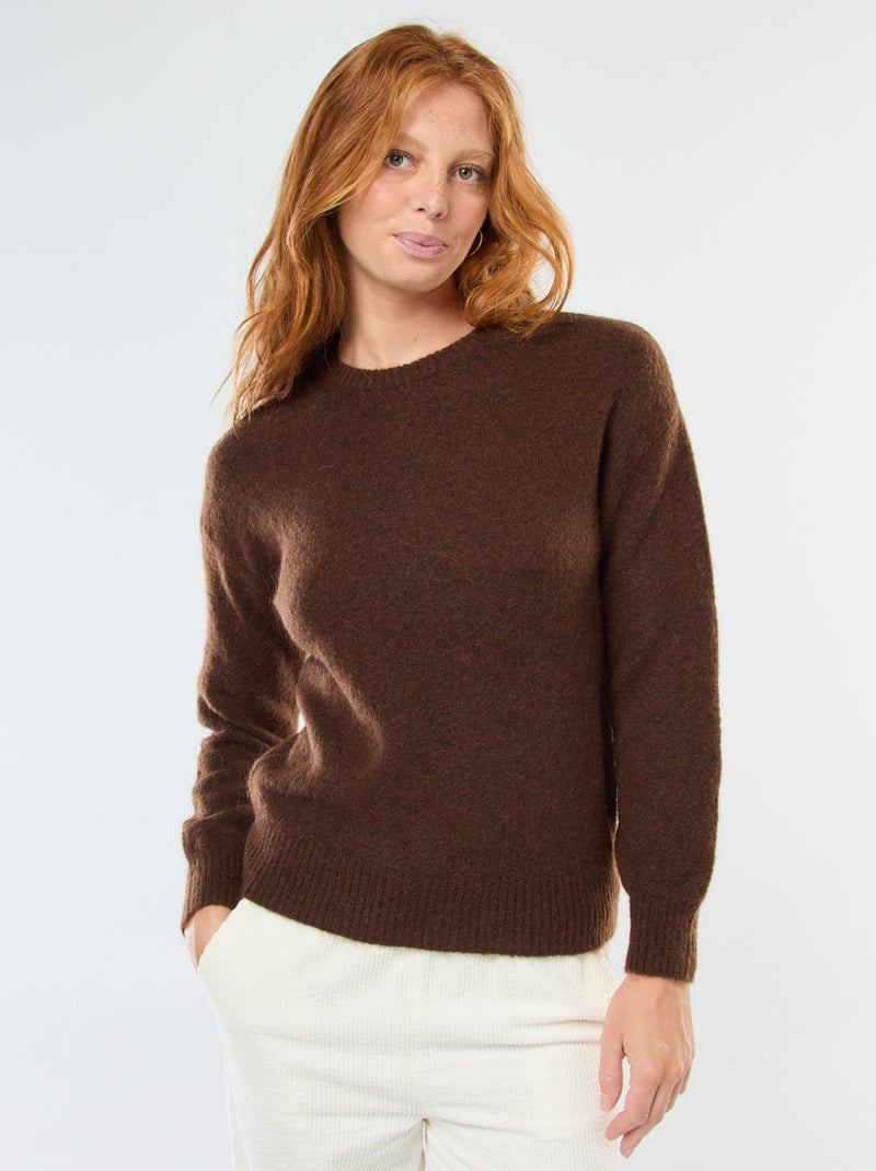 Jersey de lana y mohair mezclado Marron - Kiabi