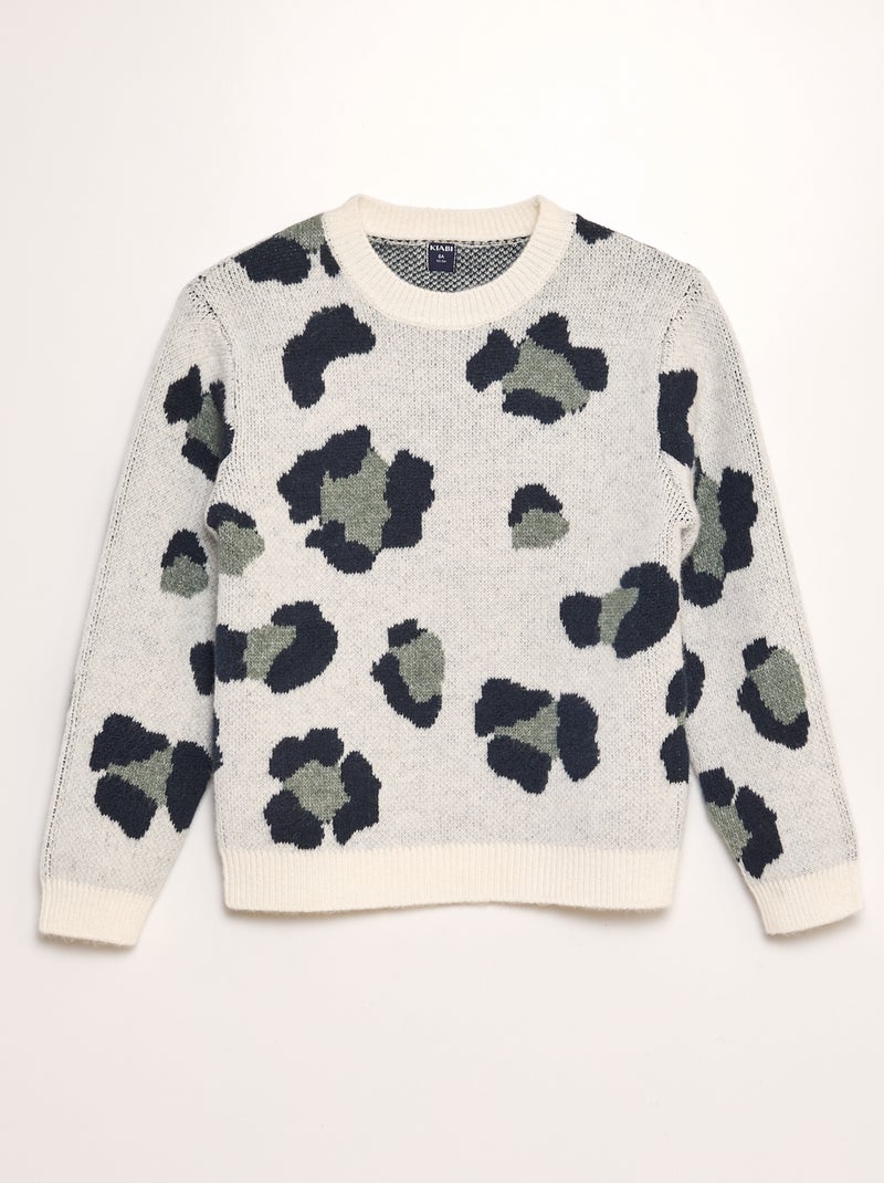 Jersey de leopardo de punto jacquard GRIS - Kiabi