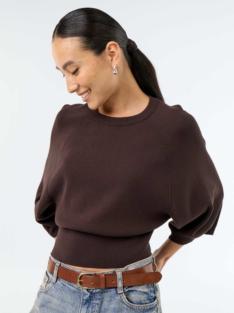 Jersey de manga corta 3/4 Marron - Kiabi
