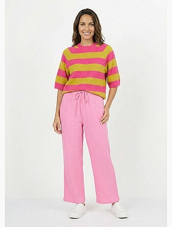 Jersey de manga corta a rayas con lana - AFIBEL