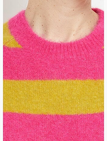 Jersey de manga corta a rayas con lana - AFIBEL