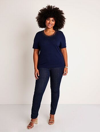 Jersey de manga corta con bordado fino - Afibel