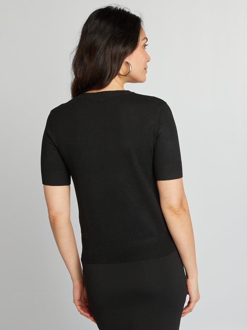 Jersey de manga corta con cuello redondo negro - Kiabi