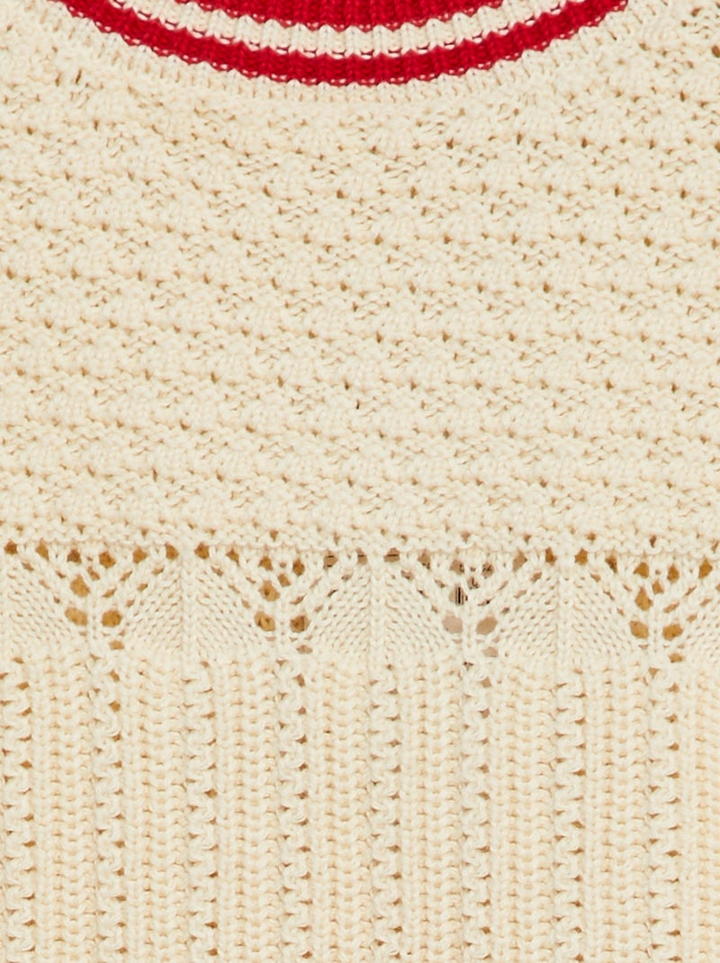 Jersey de manga corta con punto calado BEIGE - Kiabi