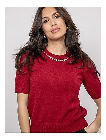 Jersey de manga corta con strass en el cuello KACOOPER