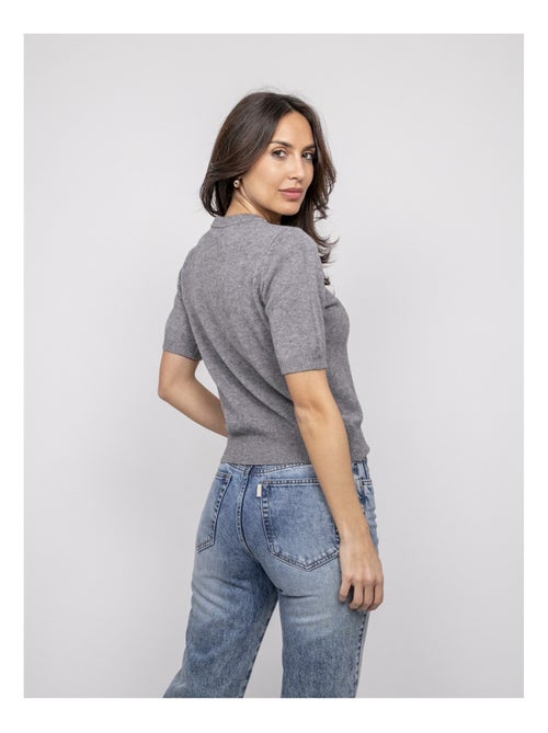 Jersey de manga corta con strass en el cuello KACOOPER - Kiabi