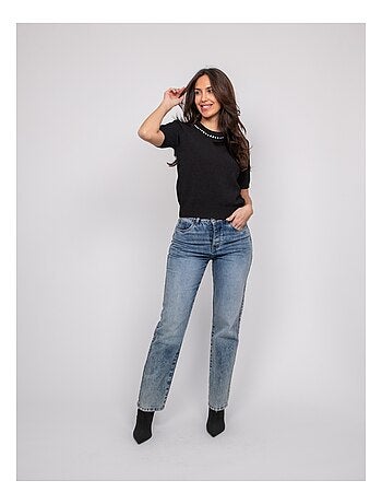 Jersey de manga corta con strass en el cuello KACOOPER