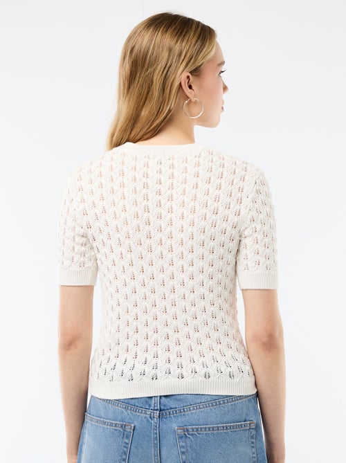 Jersey de manga corta de punto de ganchillo calado - Kiabi