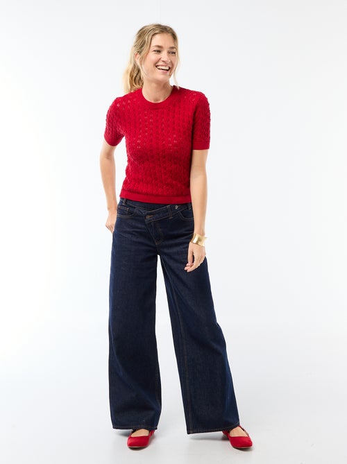 Jersey de manga corta de punto de ganchillo calado - Kiabi