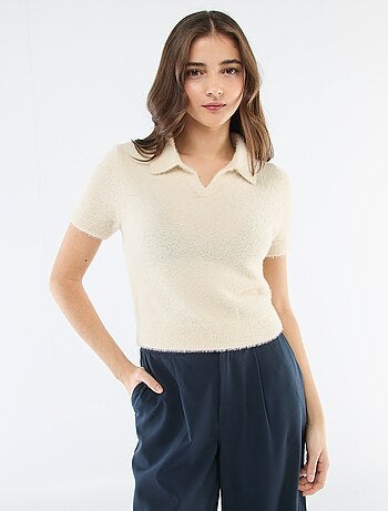 Jersey de manga corta de punto efecto pelo