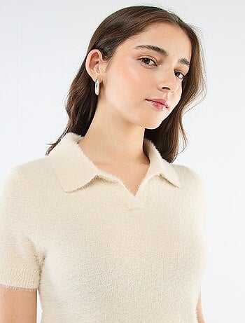 Jersey de manga corta de punto efecto pelo