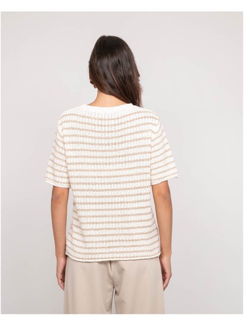 Jersey de manga corta de rayas lurex KIZAIA - Kiabi