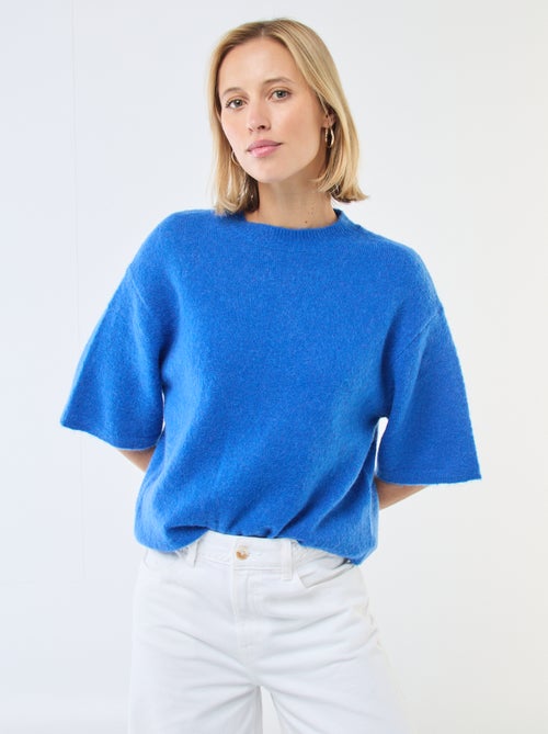 Jersey de manga corta liso en mohair - Kiabi