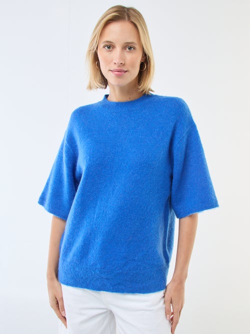 Jersey de manga corta liso en mohair - Kiabi