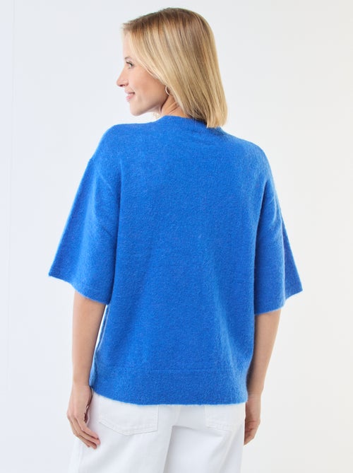 Jersey de manga corta liso en mohair - Kiabi