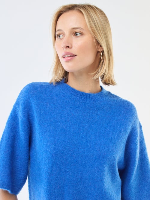 Jersey de manga corta liso en mohair - Kiabi