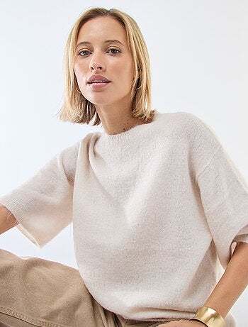 Jersey de manga corta liso en mohair