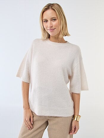 Jersey de manga corta liso en mohair