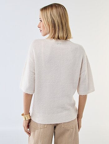 Jersey de manga corta liso en mohair