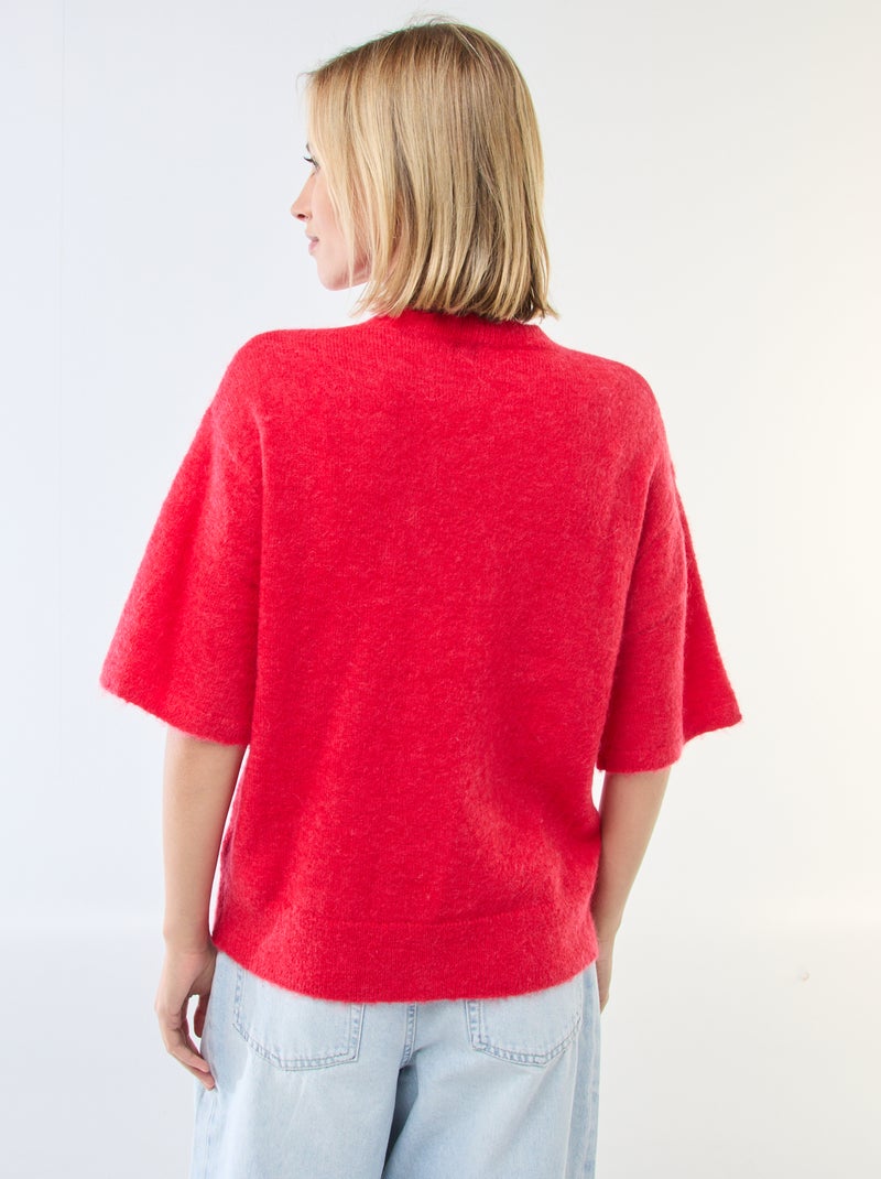 Jersey de manga corta liso en mohair Rojo - Kiabi