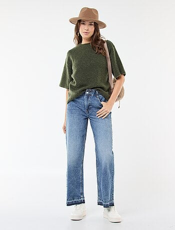 Jersey de manga corta liso en mohair