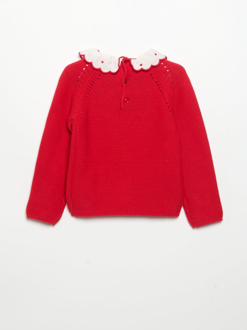 Jersey de manga larga con cuello de fantasía Rojo - Kiabi