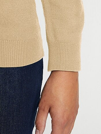 Jersey de manga larga con cuello en V y strass - Afibel