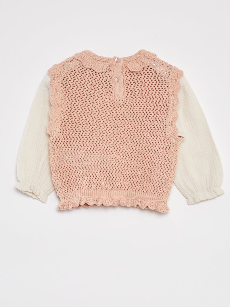 Vestido De Punto Para Niña - Manga Larga Con Botones (otoño/invierno)