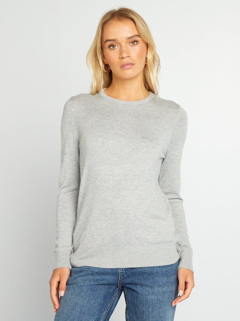 Jersey de manga larga de punto fino GRIS - Kiabi
