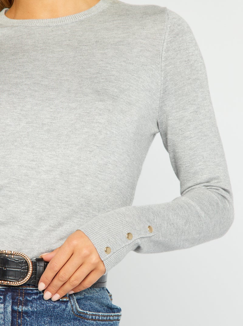 Jersey de manga larga de punto fino GRIS - Kiabi