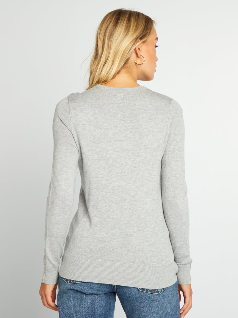 Jersey de manga larga de punto fino GRIS - Kiabi