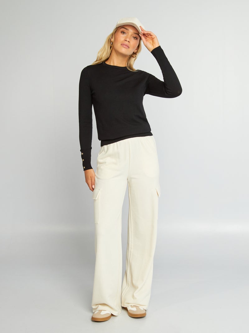 Jersey de manga larga de punto fino negro - Kiabi