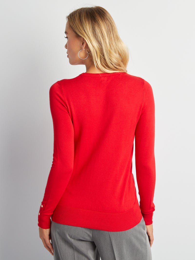 Jersey de manga larga de punto fino ROJO - Kiabi