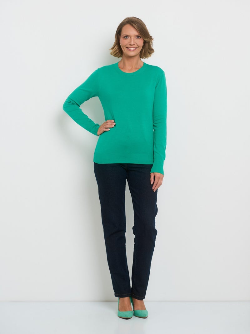 Jersey de manga larga en punto de galga fina - AFIBEL Verde - Kiabi